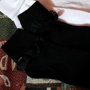 Ladies Socks Lace Black Cuff
